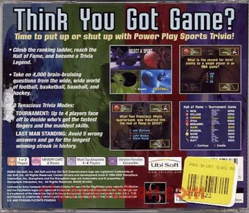 Power Play - Sports Trivia (US) box cover back